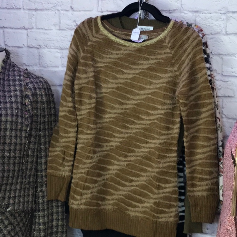 0036. Brown And Tan Zebra Strip Sweater